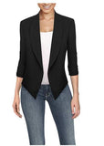 Spring and autumn long sleeve solid color cardigan irregular hem Blazer women's office work clothes