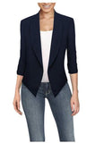 Spring and autumn long sleeve solid color cardigan irregular hem Blazer women's office work clothes