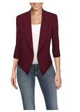 Spring and autumn long sleeve solid color cardigan irregular hem Blazer women's office work clothes