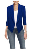 Spring and autumn long sleeve solid color cardigan irregular hem Blazer women's office work clothes