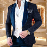 Custom size Jacquard Groomsmen white Groom Tuxedos Shawl Lapel Men Suits Wedding Prom Best Man Blazer Jacket with Pants Set