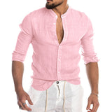 Men's Summer Cool Breathable Cotton Linen Shirts Casual Long Sleeve Shirt For Man