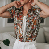 New Summer Hawaiian Men Shirts Short Sleeve Work Shirt Men Striped Print Blouse Casual Button Up Shirts Camisas De Hombre