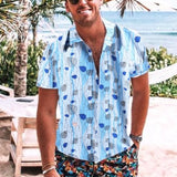 New Summer Hawaiian Men Shirts Short Sleeve Work Shirt Men Striped Print Blouse Casual Button Up Shirts Camisas De Hombre