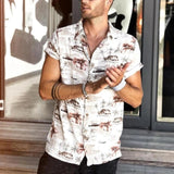 New Summer Hawaiian Men Shirts Short Sleeve Work Shirt Men Striped Print Blouse Casual Button Up Shirts Camisas De Hombre