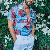 New Summer Hawaiian Men Shirts Short Sleeve Work Shirt Men Striped Print Blouse Casual Button Up Shirts Camisas De Hombre