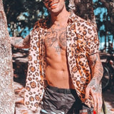 New Summer Hawaiian Men Shirts Short Sleeve Work Shirt Men Striped Print Blouse Casual Button Up Shirts Camisas De Hombre