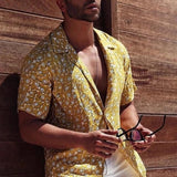 New Summer Hawaiian Men Shirts Short Sleeve Work Shirt Men Striped Print Blouse Casual Button Up Shirts Camisas De Hombre