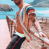 New Summer Hawaiian Men Shirts Short Sleeve Work Shirt Men Striped Print Blouse Casual Button Up Shirts Camisas De Hombre