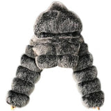 Nukty Plus size Women Jacket Fashion Autumn Winter Faux Fur Cropped Coat Fluffy Zip Hooded Warm Short Jacket