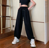 Nukty Pants Women Loose Leisure Student Simple Popular High Waist Drawstring Harem Trousers Feminino Lazy Fashion New Autumn Ulzzang