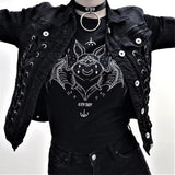 Alien Baby Skull Fingers Funny Printed Women Graphic T Shirts Female Punk Style Tshirt Gothic Halloween Black Tops