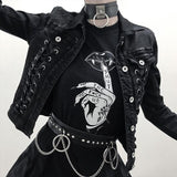 Alien Baby Skull Fingers Funny Printed Women Graphic T Shirts Female Punk Style Tshirt Gothic Halloween Black Tops