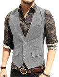 Army Green Mans Suit Vest Waistcoat V Neck Wool Herringbone Tweed Waistcoat Jacket Slim Fit Gilet Casual Groomman For Wedding
