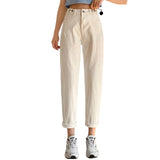 White Women's Jeans Korean Fashion High Waist Straight Skinny Casual Denim Trousers Trend Vintage Female Pants Spring New