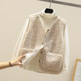 Nukty Autumn Fleece Waistcoat Women Winter White Vest Ladies Warm Thick Sleeveless Jacket Vests For Women