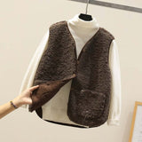 Nukty Autumn Fleece Waistcoat Women Winter White Vest Ladies Warm Thick Sleeveless Jacket Vests For Women