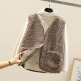 Nukty Autumn Fleece Waistcoat Women Winter White Vest Ladies Warm Thick Sleeveless Jacket Vests For Women