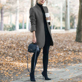 Casual Fashion All Match Women's Coats And Jackets Autumn And Winter New Solid Color Stand Up Collar Ladies Woolen Coat