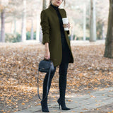 Casual Fashion All Match Women's Coats And Jackets Autumn And Winter New Solid Color Stand Up Collar Ladies Woolen Coat