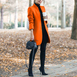 Casual Fashion All Match Women's Coats And Jackets Autumn And Winter New Solid Color Stand Up Collar Ladies Woolen Coat