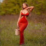 Nukty Women Summer Elegant Sexy Camisole Party Cut Out Backless Dress irregular long halter strapless prom bandage Knitted Maxi Dress