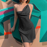 Sexy Women's Backless Sling Dress Cut Out Bodycon Split Spaghetti Straps V-Neck Ladies Dresses Summer Evening Party Clothes
