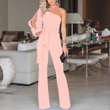 Summer Women's Jumpsuit Elegant White One-piece Club Clothing Plus Size Asymmetrical Off-shoulder Jumpsuit Long Overalls
