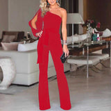 Summer Women's Jumpsuit Elegant White One-piece Club Clothing Plus Size Asymmetrical Off-shoulder Jumpsuit Long Overalls