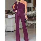 Summer Women's Jumpsuit Elegant White One-piece Club Clothing Plus Size Asymmetrical Off-shoulder Jumpsuit Long Overalls