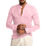 Men's Summer Cool Breathable Cotton Linen Shirts Casual Long Sleeve Shirt For Man