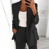 Single Button Blazer Jacket Women Long Sleeve Solid Color Jacket Autumn Elegant Tops Office Lady Slim Blazer Suit Outerwear
