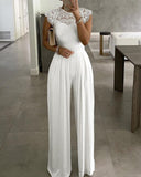 Nukty Women Studded Cutout Ruched Wide Leg Jumpsuit New Elegant Round Neck Sleeveless Long Pants Office Lady Casual Clothing New