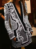 Nukty new Beaded Geometric Autumn Winter Long Sleeves V-Neck Vintage Ladies Outwear vintage fashion Overcoats 2A1679