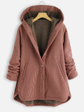 Coat Autumn And Winter New Women's Plaid Loose Plus Velvet Buttons High Street Hooded Jacket  Manteau Femme  En*