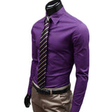 New Men Long Sleeve Shirt Cotton Social Solid Business Slim Fit Turndown Collar Shirts Clothing SCI88