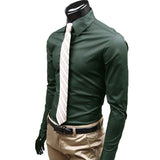 New Men Long Sleeve Shirt Cotton Social Solid Business Slim Fit Turndown Collar Shirts Clothing SCI88