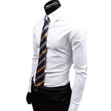 New Men Long Sleeve Shirt Cotton Social Solid Business Slim Fit Turndown Collar Shirts Clothing SCI88