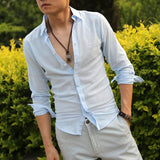 chemise homme masculina Cotton Linen Shirts Man Summer White Shirt Social Gentleman mens shirts Ultra  Casual-shirt British