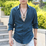 chemise homme masculina Cotton Linen Shirts Man Summer White Shirt Social Gentleman mens shirts Ultra  Casual-shirt British
