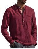 Men's Casual Blouse Cotton Linen Shirt Loose Tops Fashion Solid Color Long Sleeve Shirt Spring Autumn  Men Shirt Streetwear