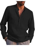 Men's Casual Blouse Cotton Linen Shirt Loose Tops Fashion Solid Color Long Sleeve Shirt Spring Autumn  Men Shirt Streetwear
