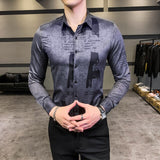 26 Colour Size M-6XL Luxury Boutique Fashion Printed Slim Men's Casual Long-sleeved Shirt European American Street Male Social