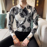 26 Colour Size M-6XL Luxury Boutique Fashion Printed Slim Men's Casual Long-sleeved Shirt European American Street Male Social