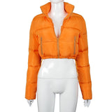 Sisterlinda Faux PU Leather Y2K Bubble Puffer Winter Warm Jacket Women Coats Long Sleeve Outerwear Zipper Casual Slim