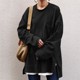 Stylish Women Sweatshirt Autumn Long Sleeve Split Hoodies Tops ZANZEA Spring High Low Solid Pullover Oversized Loose Shirt Tunic