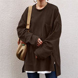 Stylish Women Sweatshirt Autumn Long Sleeve Split Hoodies Tops ZANZEA Spring High Low Solid Pullover Oversized Loose Shirt Tunic