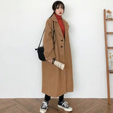 Autumn Winter New Woolen Coat Women Korean Plus Size Black Wild Wool Jacket Female Fashion Long Loose Ladies Overcoat