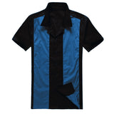 Men Shirt Short Sleeve Summer Rockabilly Bowling Cotton Casual Shirts Men Vintage Shirt Printed Splicing Camisa Masculina S-3XL