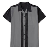 Men Shirt Short Sleeve Summer Rockabilly Bowling Cotton Casual Shirts Men Vintage Shirt Printed Splicing Camisa Masculina S-3XL